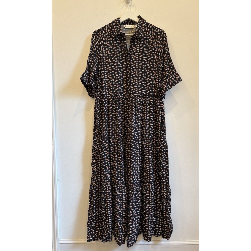 Ella Simone Ditsy Floral Midi Dress M Rayon Cottage Country Peasant